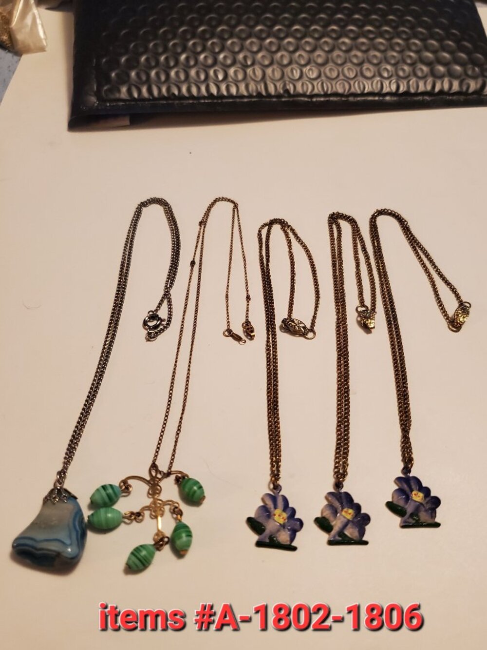 5 Necklaces, items # A -1802-1806,  wt. 23 grams.